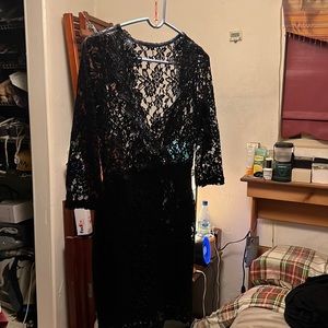Black Flowers Lace Dress
